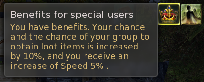 In-game tooltip listing the streamer buffs